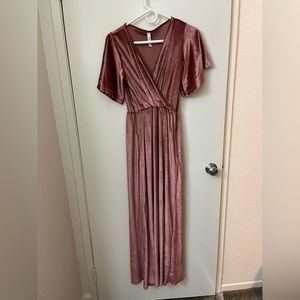 Latched Mama Pink Velour Maxi Dress